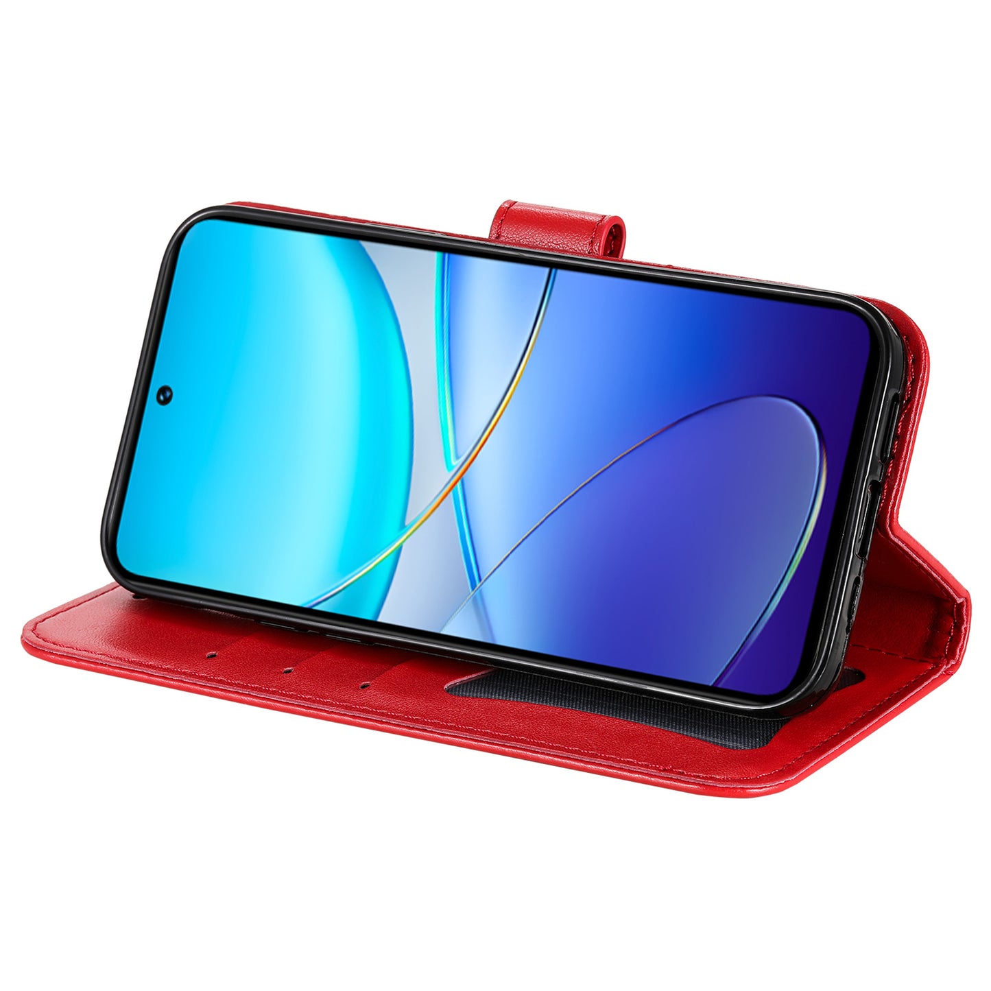 For vivo Y100 5G (Indonesia) / Y200e 5G / T3 5G / V30 Lite 4G Leather Wallet Case Flower Phone Cover - Red