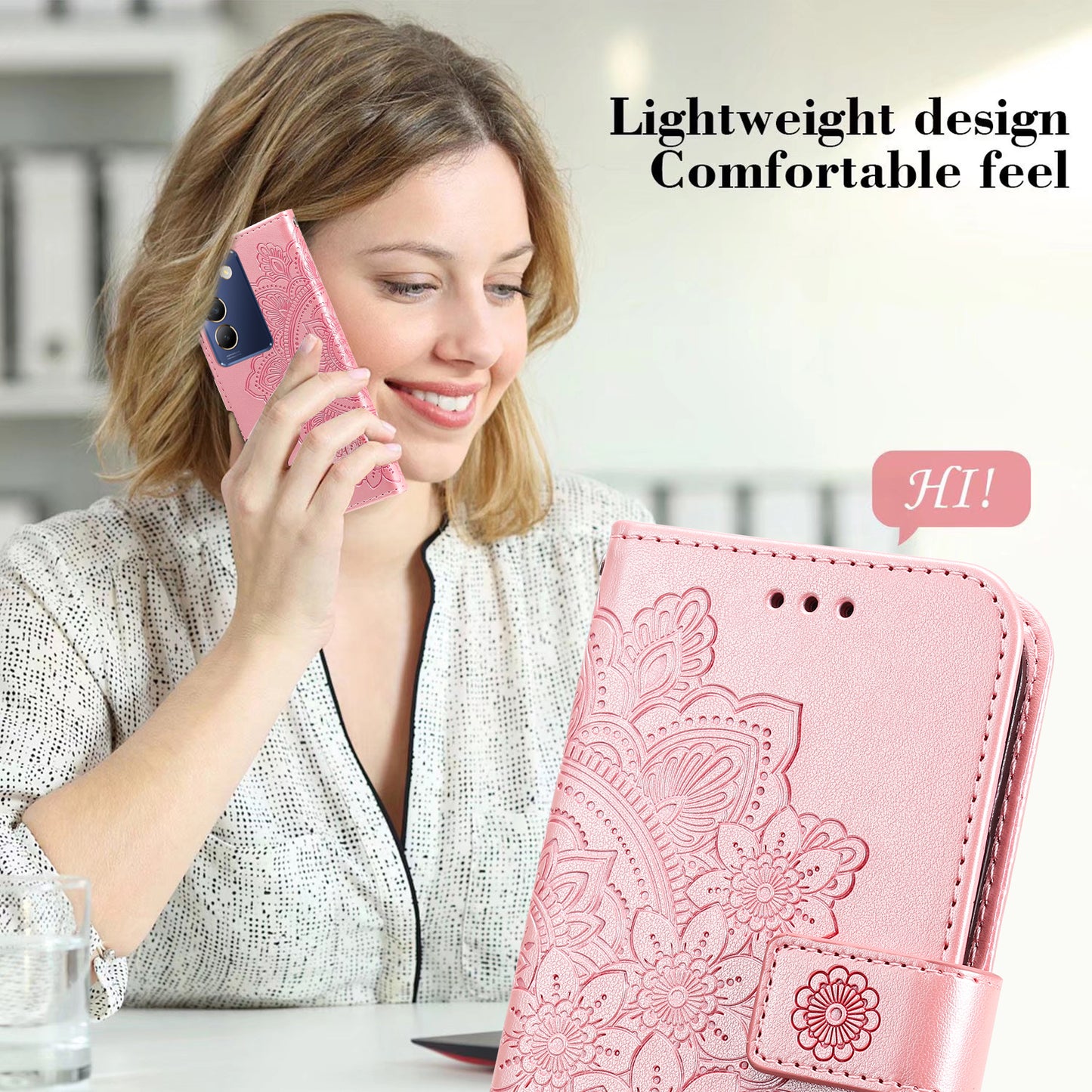 For vivo Y100 5G (Indonesia) / Y200e 5G / T3 5G / V30 Lite 4G Leather Wallet Case Flower Phone Cover - Pink