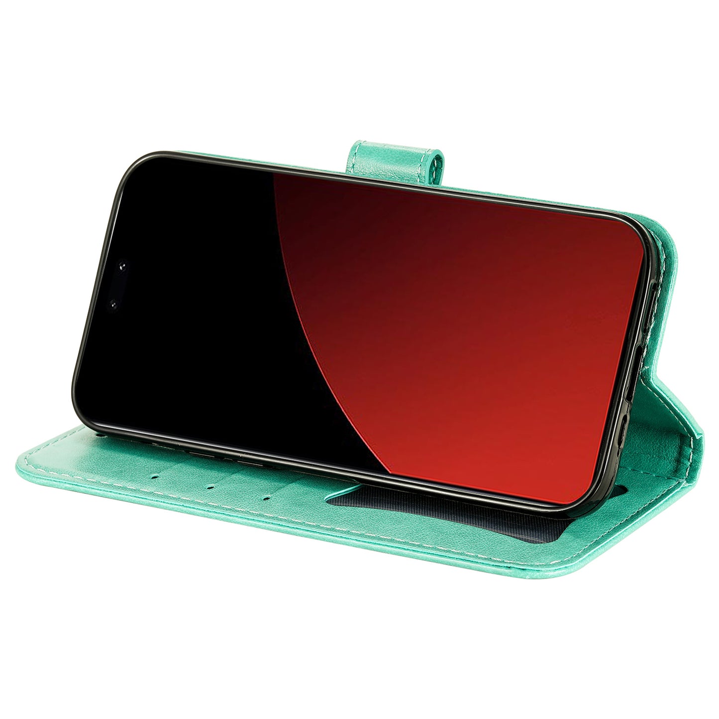 For Xiaomi Civi 4 Pro 5G Case Imprinted Flower Pattern Card Holder Phone Cover - Green