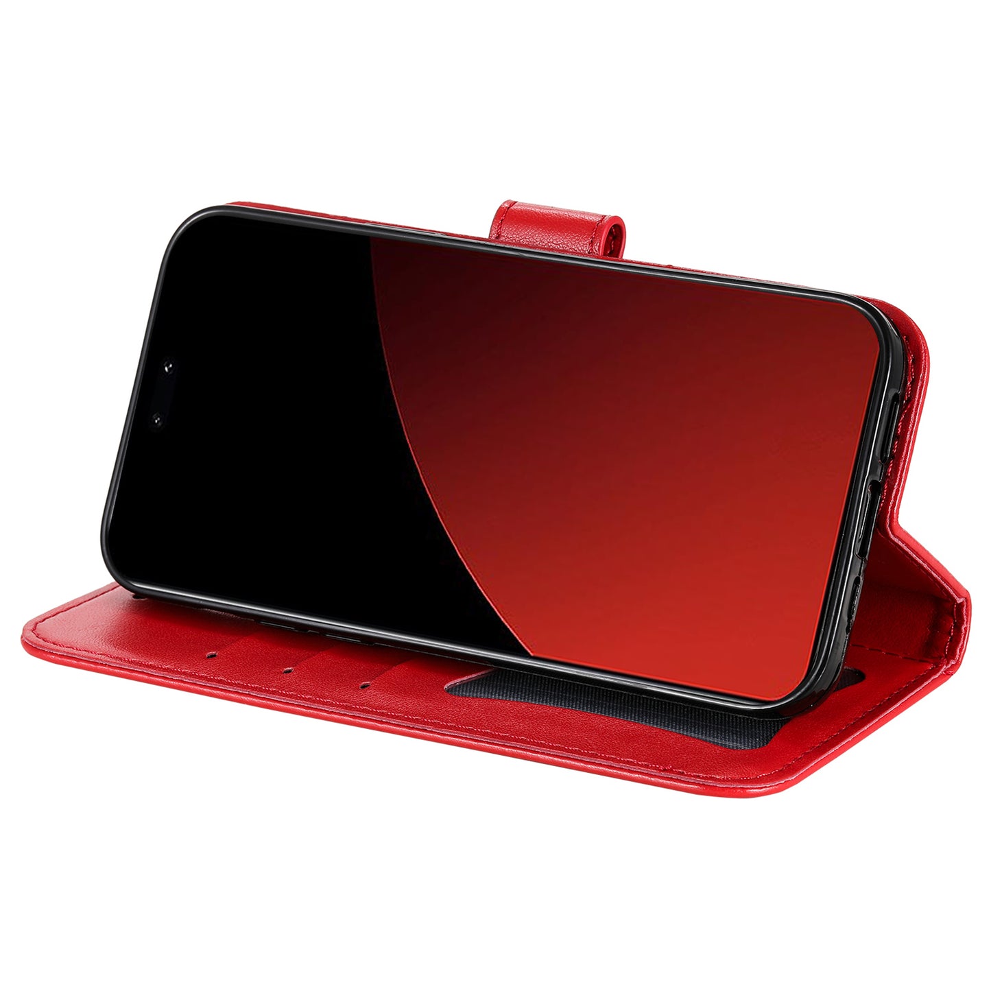 For Xiaomi Civi 4 Pro 5G Case Imprinted Flower Pattern Card Holder Phone Cover - Red