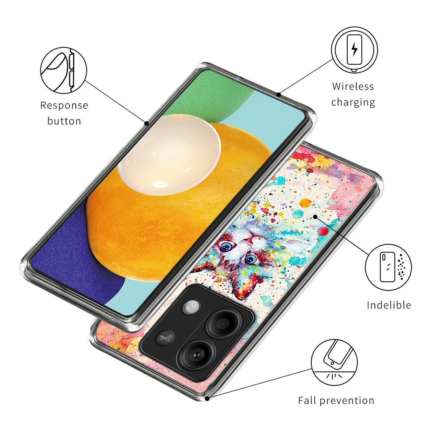 For Xiaomi Redmi Note 13 5G Case Pattern Printing Anti-scratch Phone TPU Cover - Rainbow Cat Galaxy