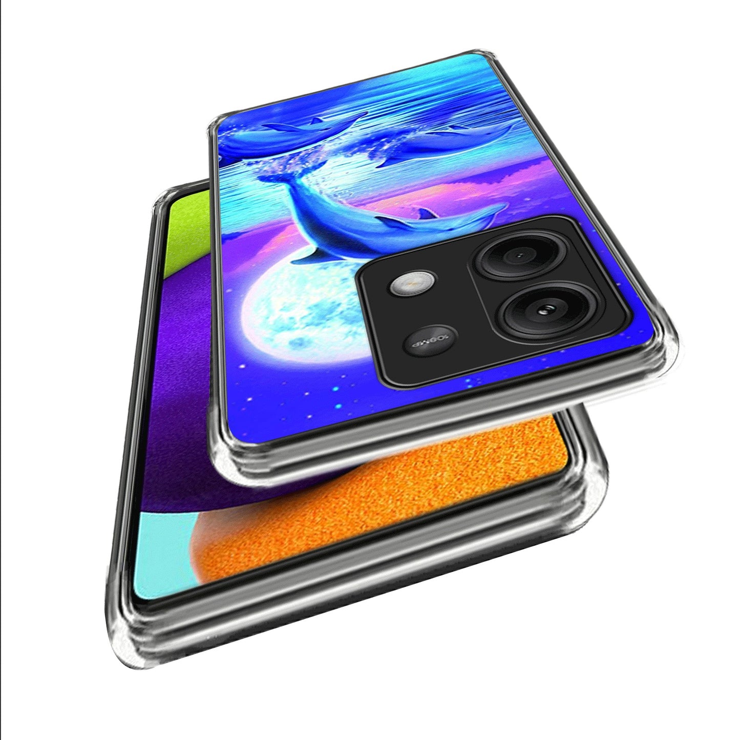For Xiaomi Redmi Note 13 5G Case Pattern Printing Anti-scratch Phone TPU Cover - Dolphin Moonlight