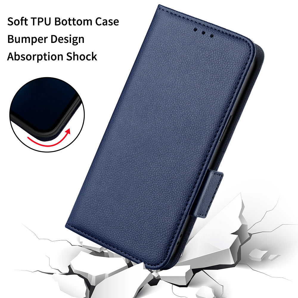 For Sony Xperia 1 VI Case with Hand Strap Litchi Texture Stand Phone Cover - Dark Blue
