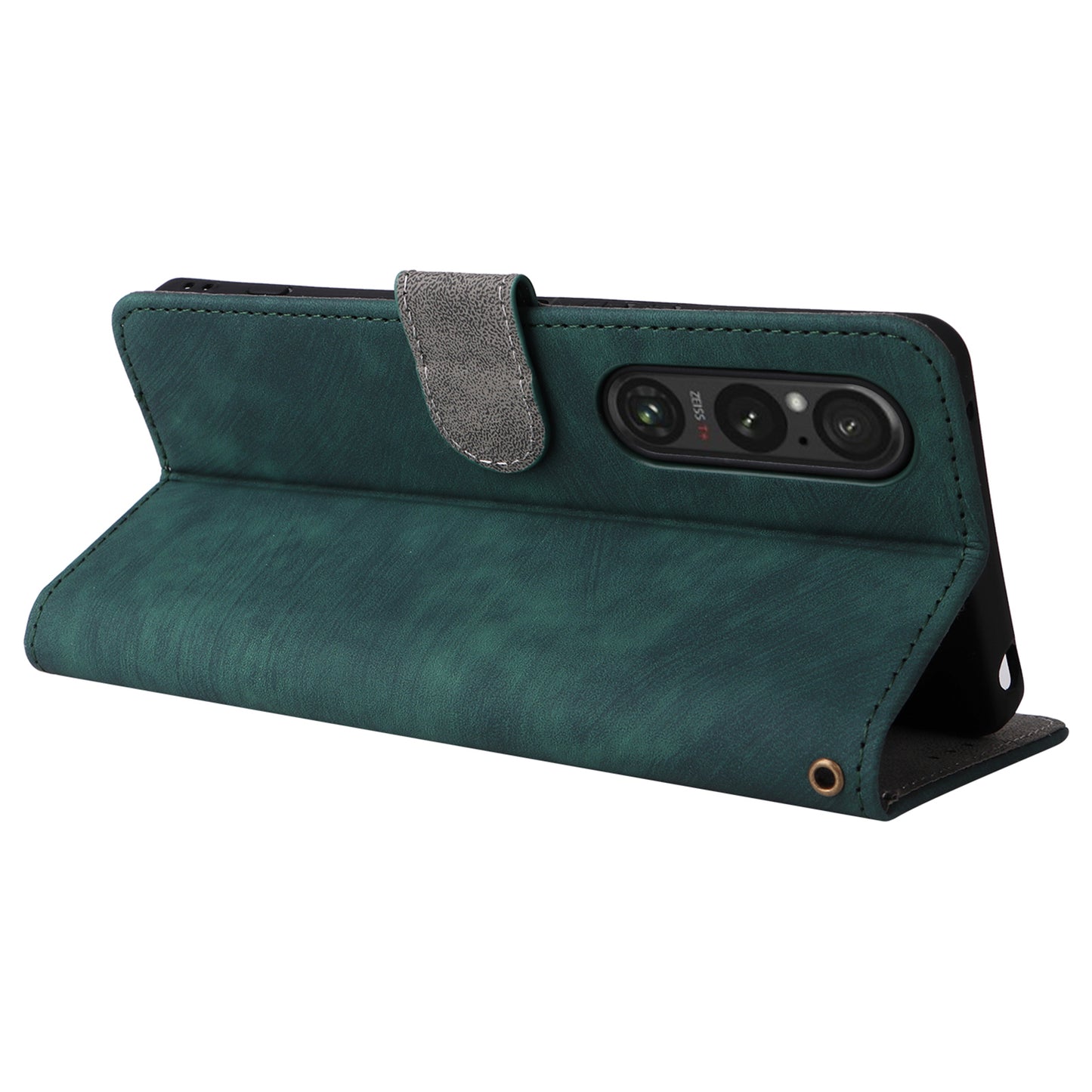 For Sony Xperia 1 VI Leather Case RFID Blocking Wallet Cover with Wrist Strap - Green
