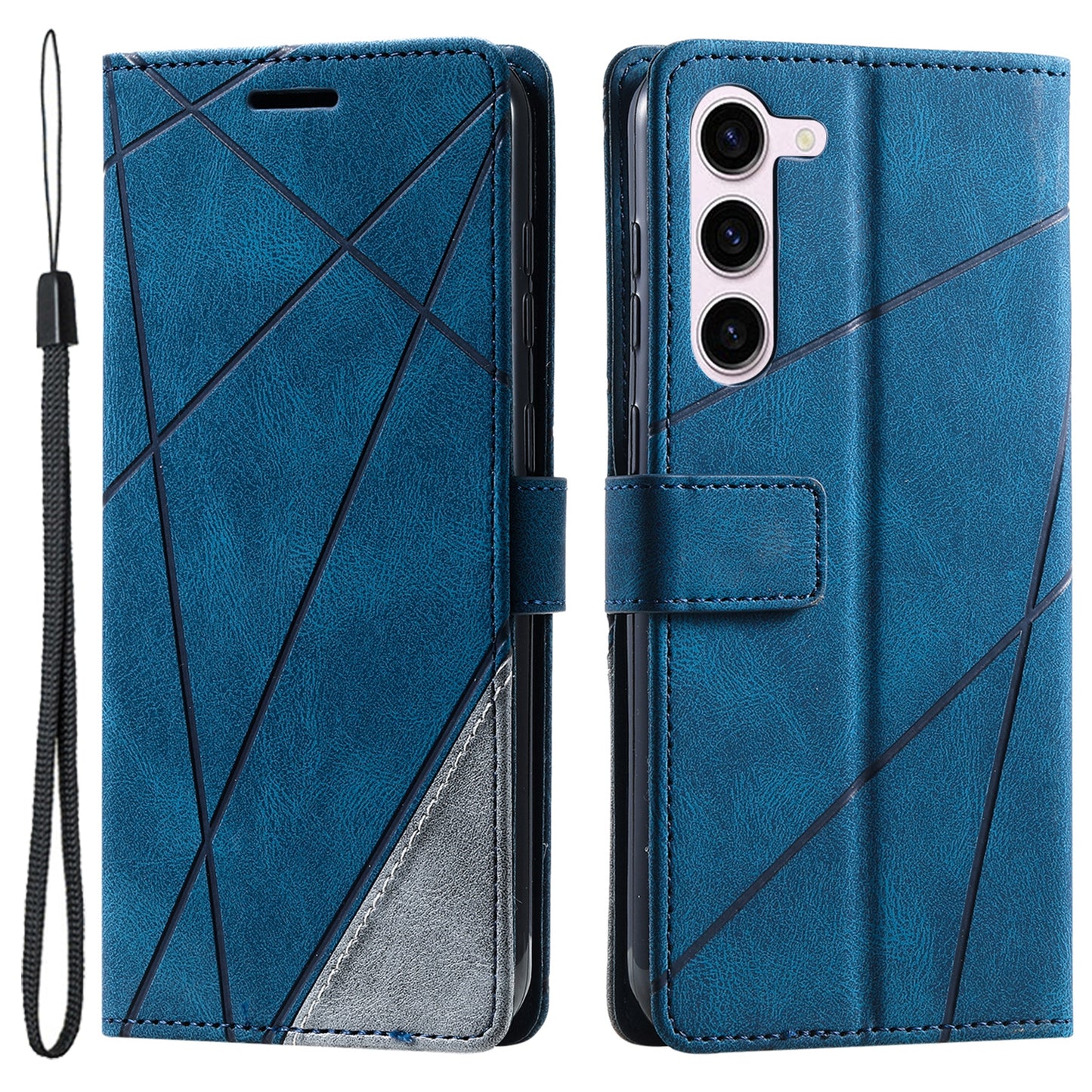 For Samsung Galaxy S23+ Case Phone Wallet Leather Cover Skin-touch Texture - Blue
