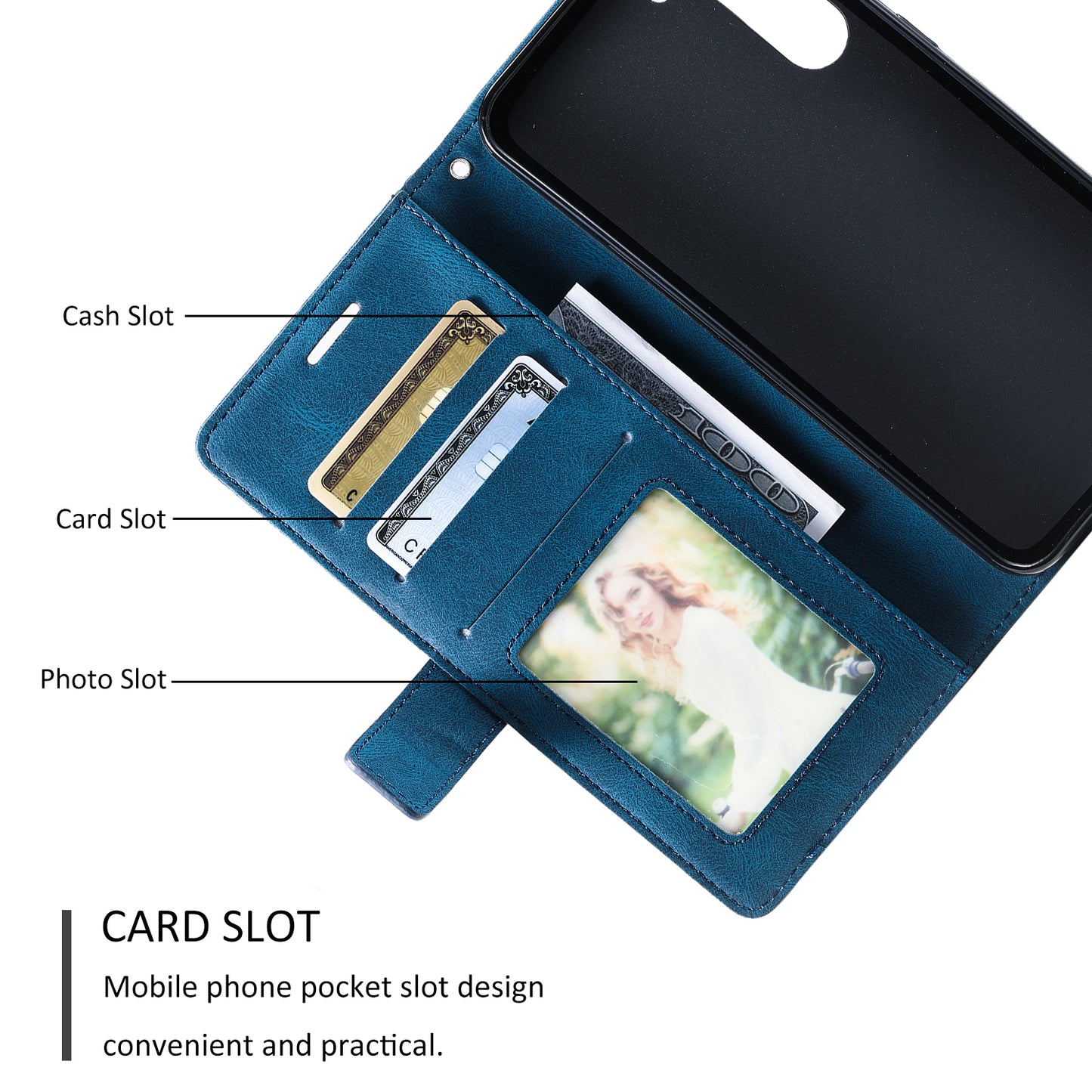 For Samsung Galaxy S23+ Case Phone Wallet Leather Cover Skin-touch Texture - Blue