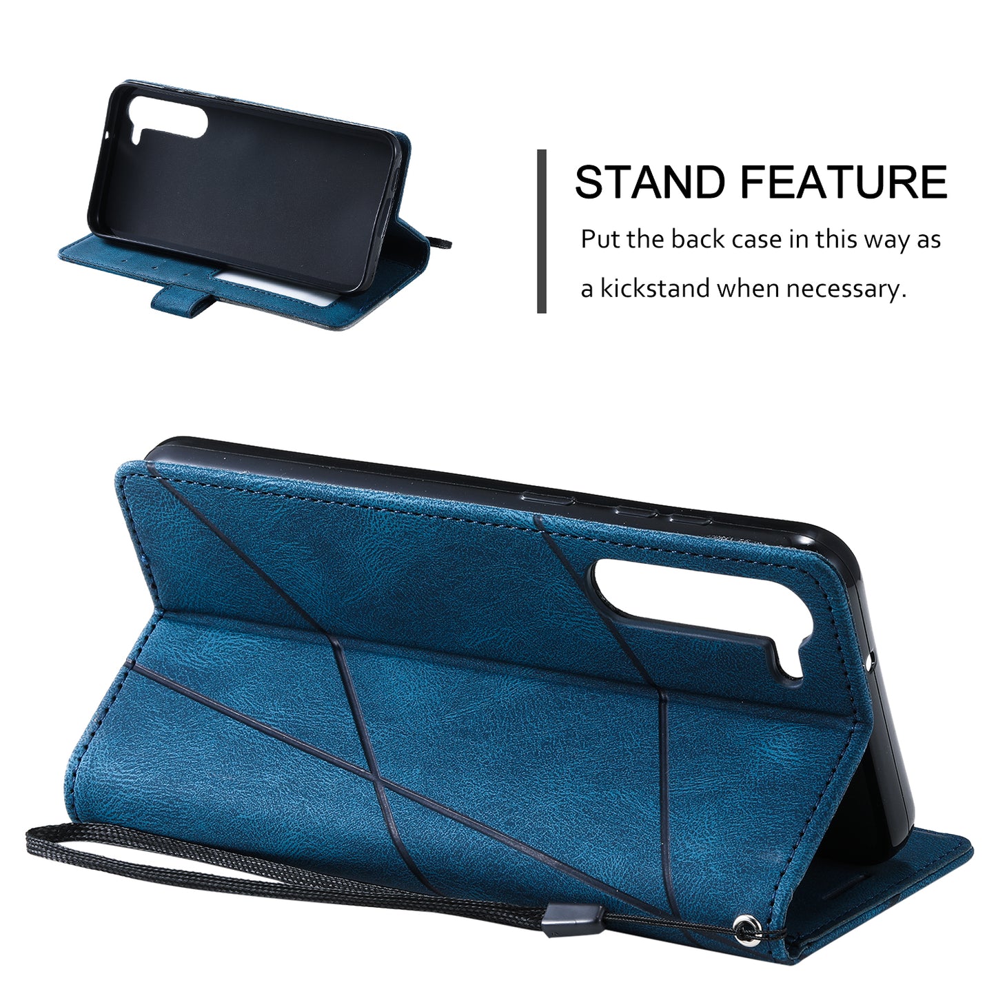 For Samsung Galaxy S23+ Case Phone Wallet Leather Cover Skin-touch Texture - Blue