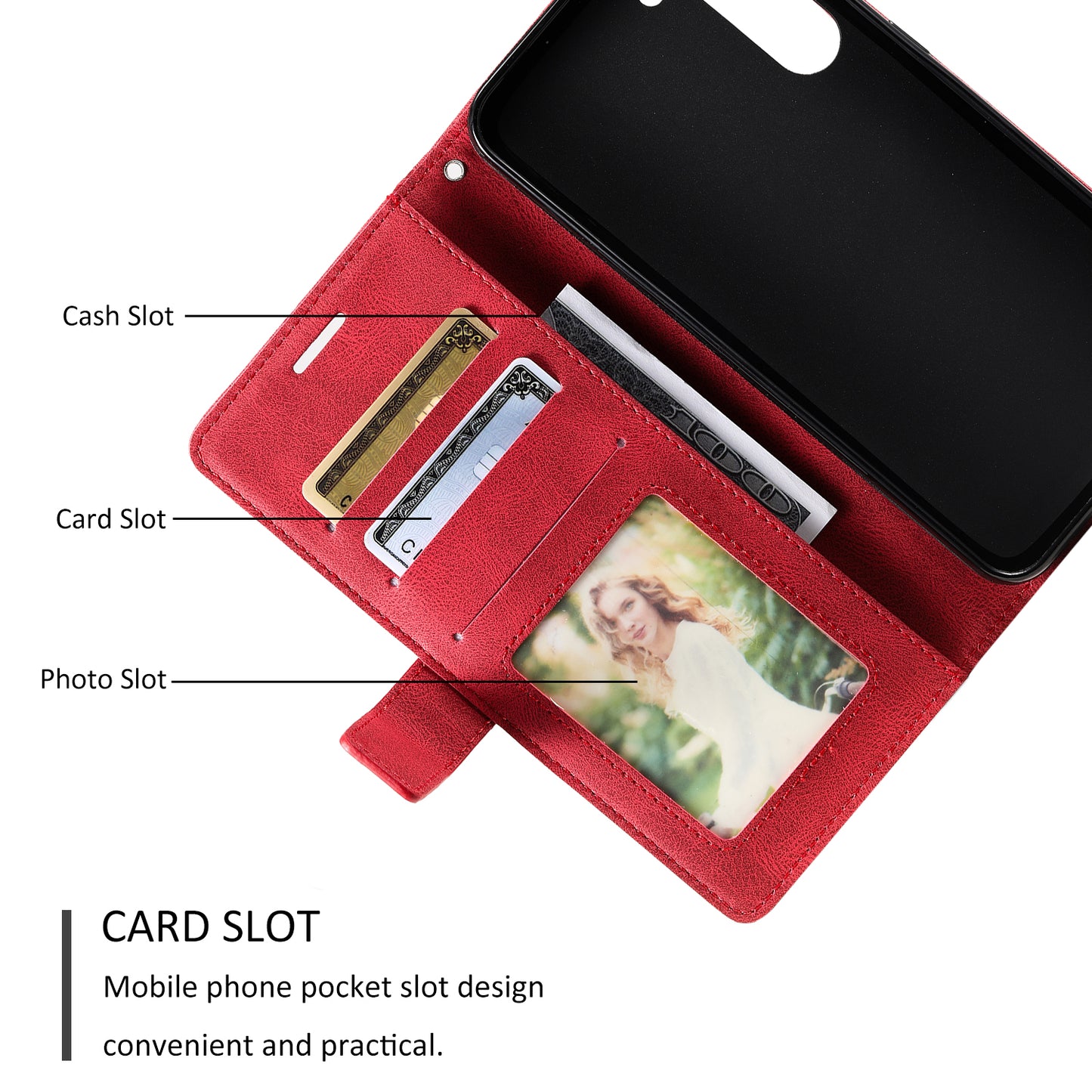 For Samsung Galaxy S23+ Case Phone Wallet Leather Cover Skin-touch Texture - Red