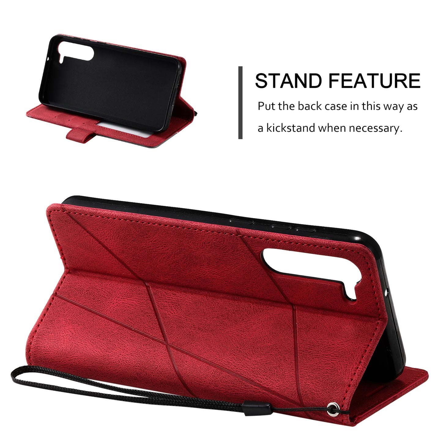 For Samsung Galaxy S23+ Case Phone Wallet Leather Cover Skin-touch Texture - Red