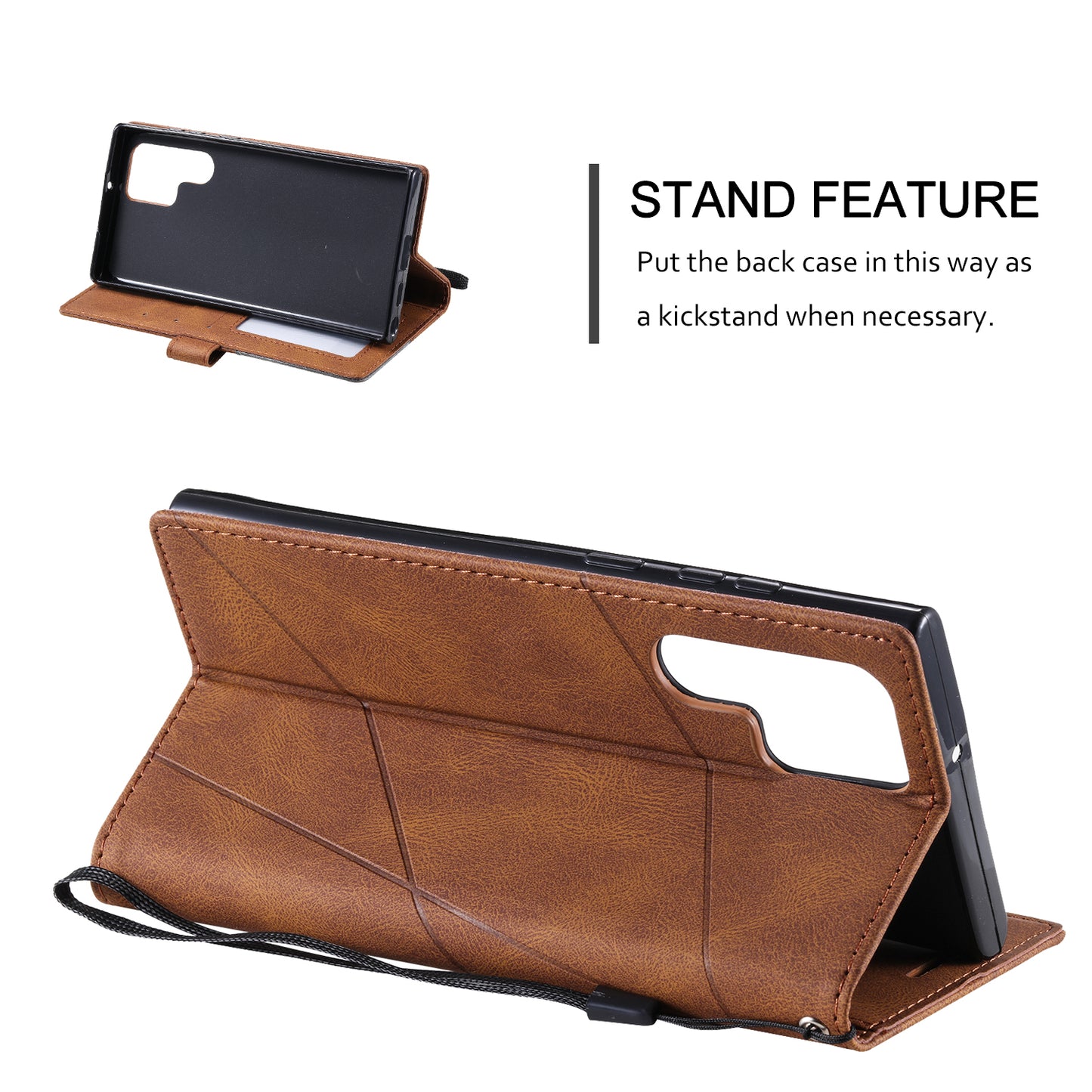 For Samsung Galaxy S24 Ultra Case PU Leather Skin-touch Phone Wallet Cover with Magnetic Clasp - Brown