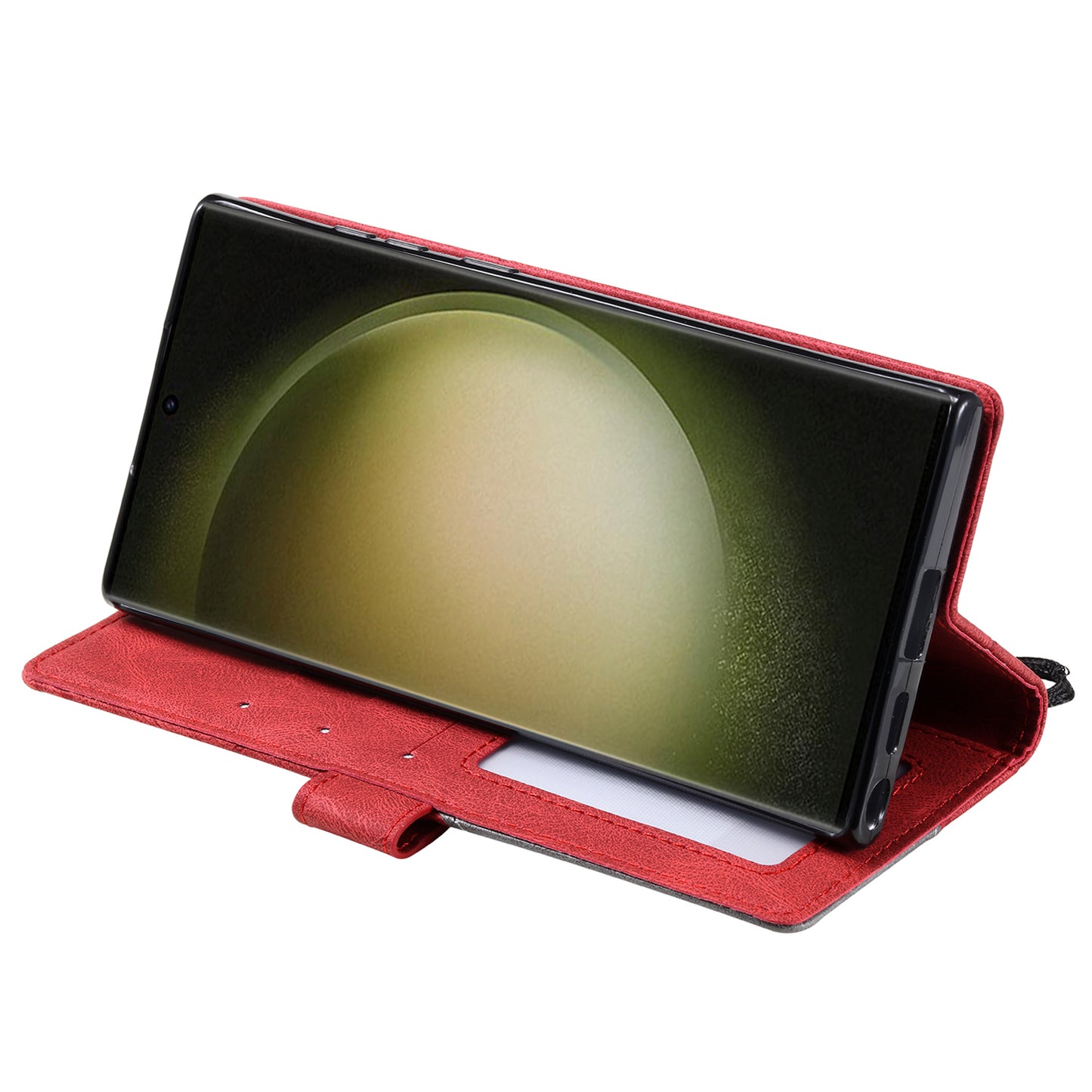 For Samsung Galaxy S24 Ultra Case PU Leather Skin-touch Phone Wallet Cover with Magnetic Clasp - Red