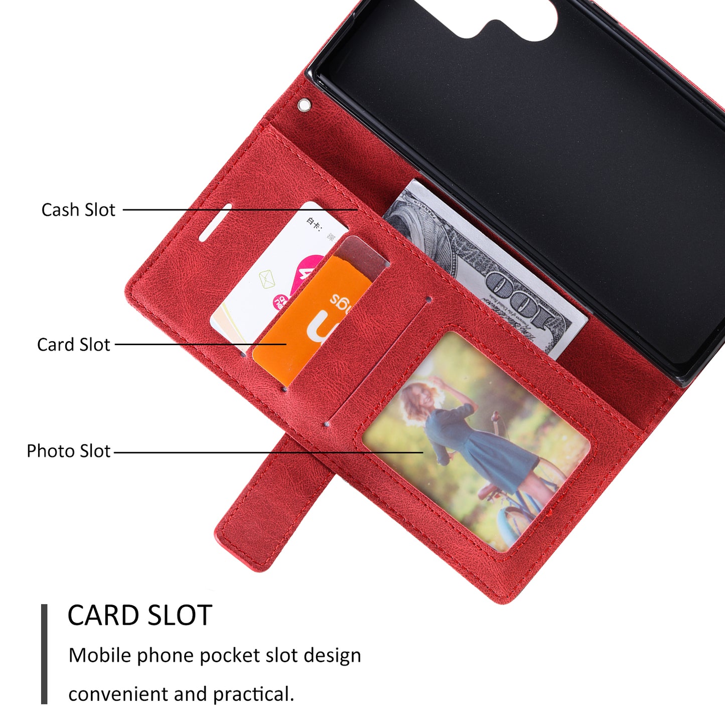 For Samsung Galaxy S24 Ultra Case PU Leather Skin-touch Phone Wallet Cover with Magnetic Clasp - Red