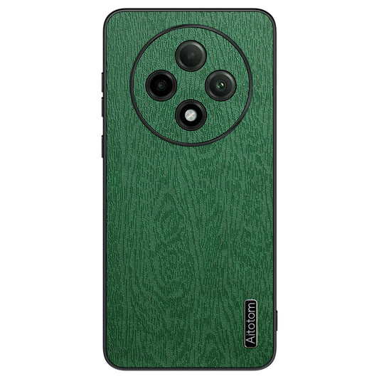 For Oppo A3 Pro 5G Case Wood Texture PU Leather+PC+TPU Anti-drop Phone Cover - Green