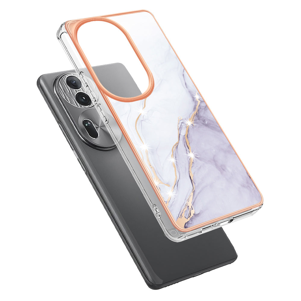 YB IMD Series-2 For Oppo Reno11 Pro 5G (Global) Cover Marble Pattern TPU Anti-drop Phone Shell - White 006