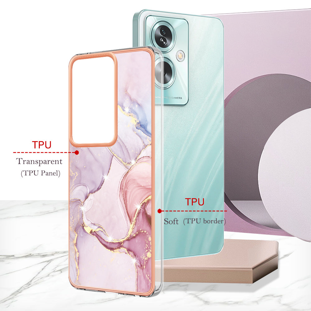 YB IMD Series-2 For Oppo A79 5G / A2 5G Case IMD Marble Pattern Electroplating TPU Cover - Rose Gold 005