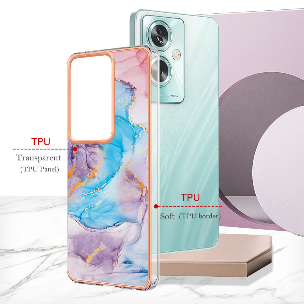 YB IMD Series-1 For Oppo A79 5G / A2 5G Electroplating Case Soft TPU Slim Phone Case - Milky Way Marble Blue