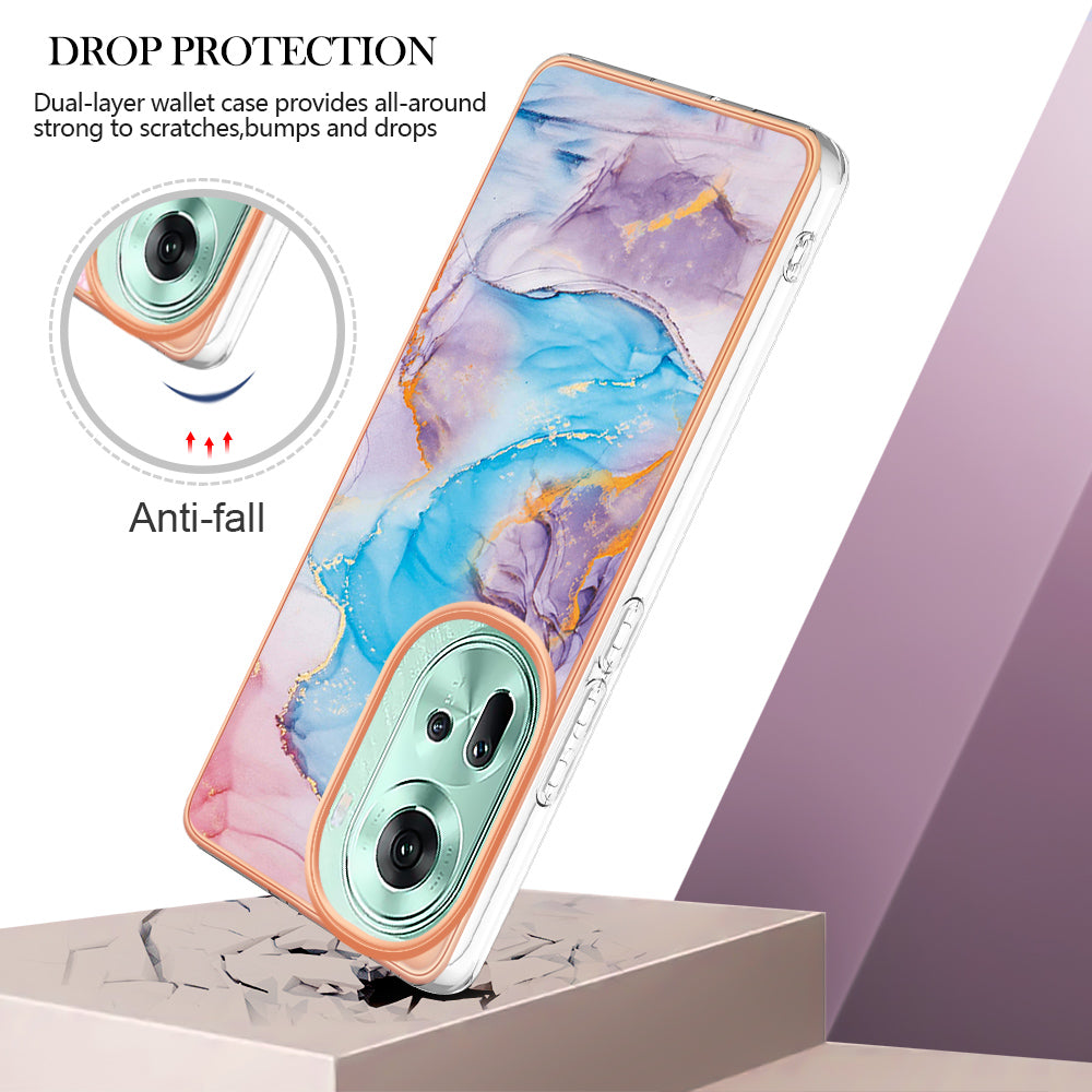 YB IMD Series-1 For Oppo Reno11 5G (Global) Case Electroplating Anti-Drop Soft TPU Phone Cover - Milky Way Marble Blue