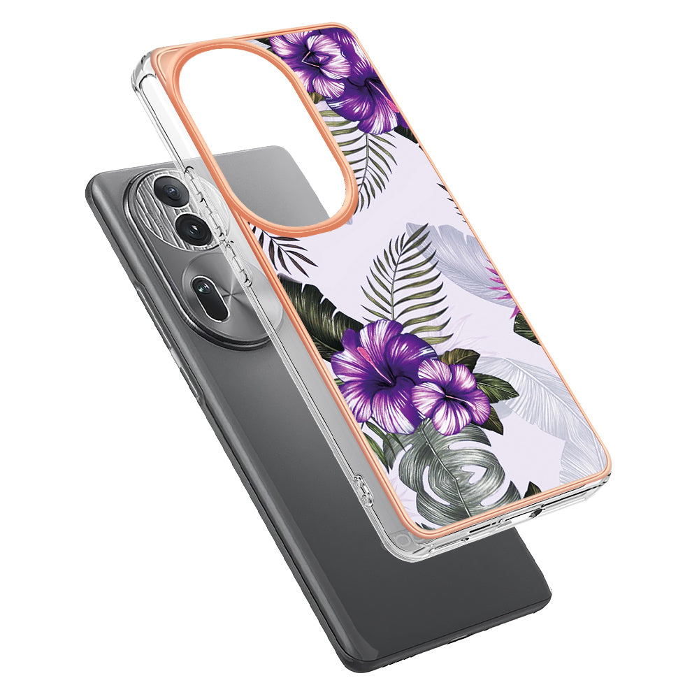 YB IMD Series-1 For Oppo Reno11 Pro 5G (Global) Case Electroplating Anti-Drop TPU Phone Cover - Purple Flower