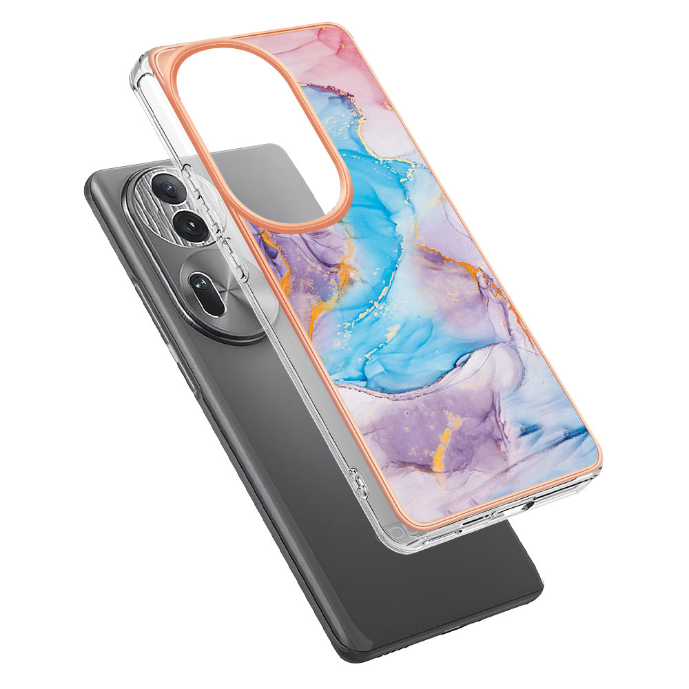 YB IMD Series-1 For Oppo Reno11 Pro 5G (Global) Case Electroplating Anti-Drop TPU Phone Cover - Milky Way Marble Blue