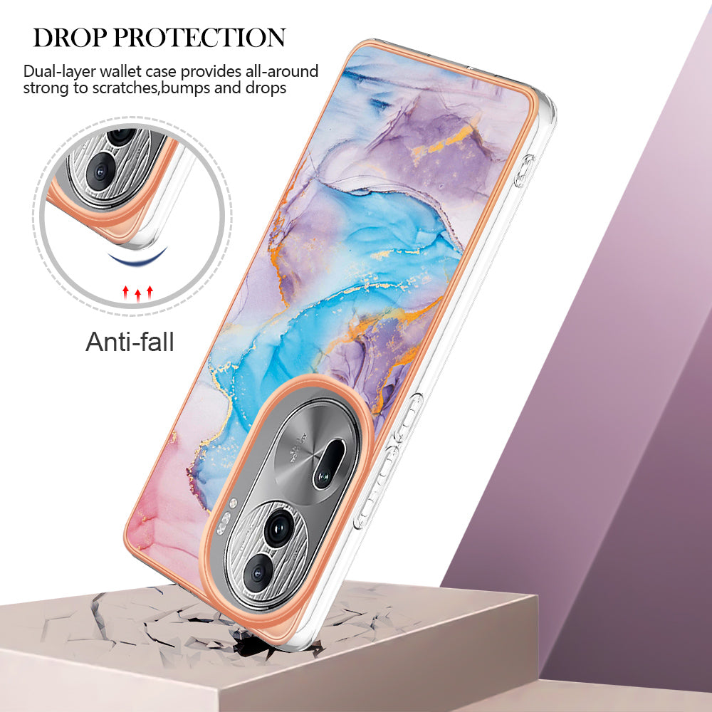 YB IMD Series-1 For Oppo Reno11 Pro 5G (Global) Case Electroplating Anti-Drop TPU Phone Cover - Milky Way Marble Blue