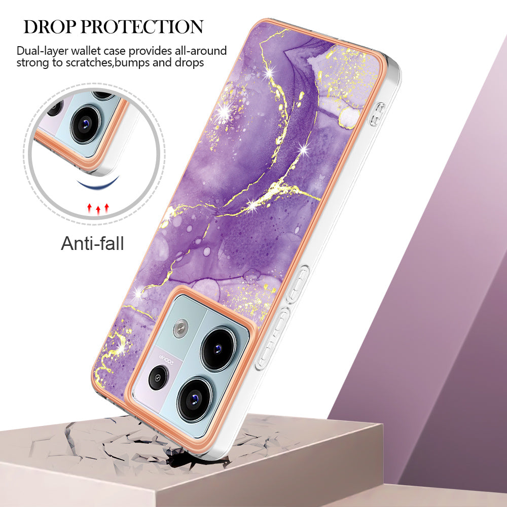 YB IMD Series-2 For Xiaomi Redmi Note 13 Pro 5G / Poco X6 5G Case Marble Pattern Electroplating TPU Cover - Purple 002