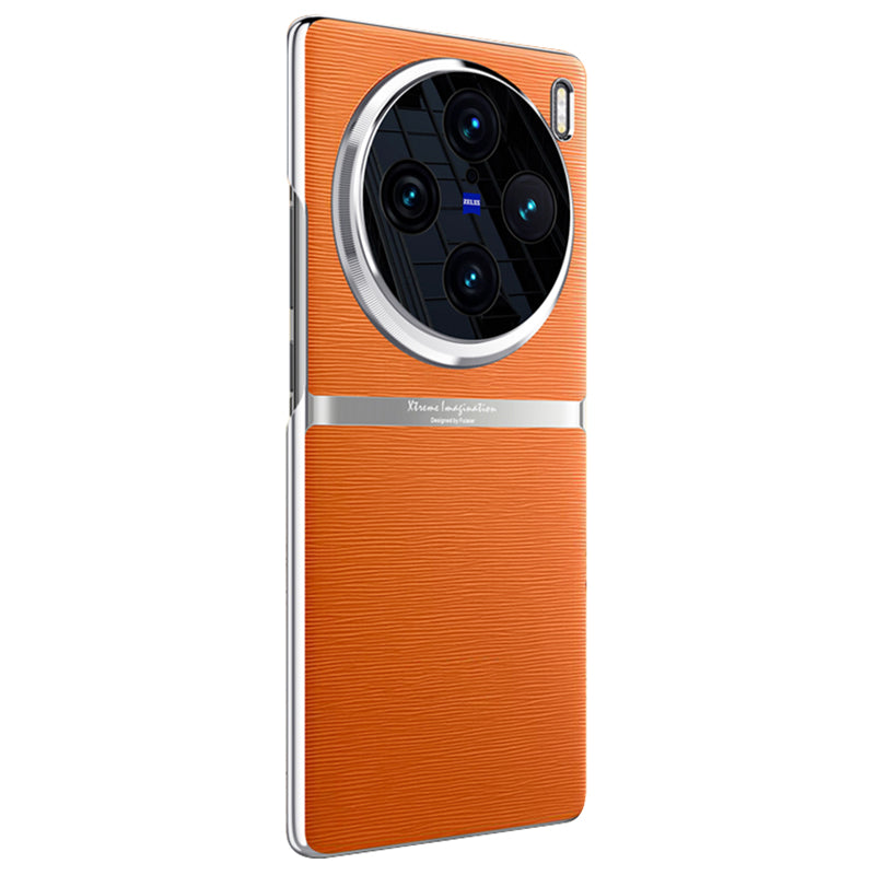 For vivo X100 Pro 5G Case Shockproof Acrylic + PC + PU Leather Phone Shell - Orange