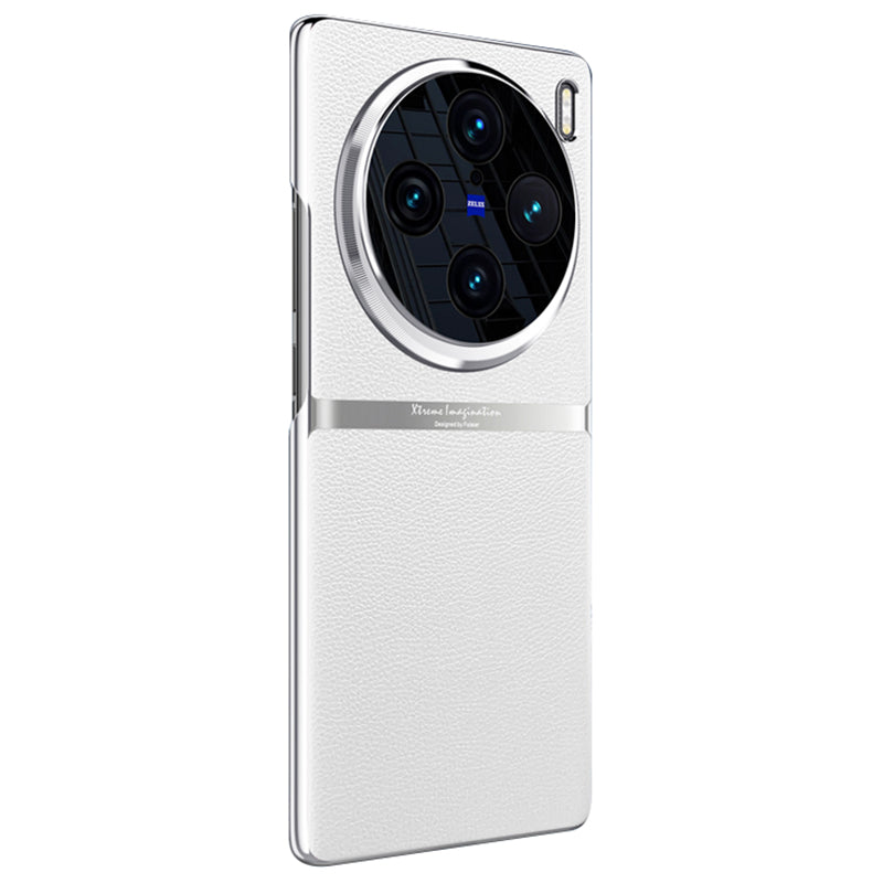 For vivo X100 Pro 5G Case Shockproof Acrylic + PC + PU Leather Phone Shell - White