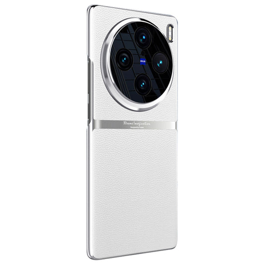 For vivo X100 Pro 5G Case Shockproof Acrylic + PC + PU Leather Phone Shell - White