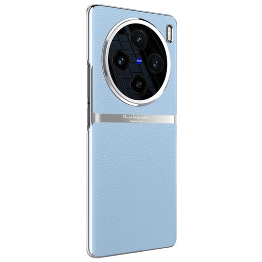For vivo X100 5G Shockproof Case Acrylic + PC + PU Leather Phone Cover - Blue