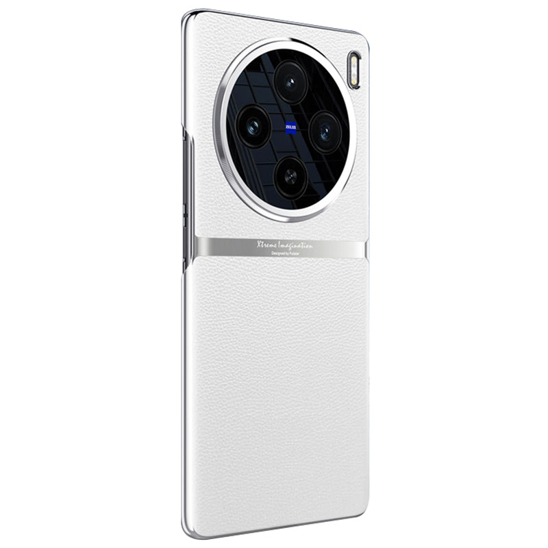 For vivo X100 5G Shockproof Case Acrylic + PC + PU Leather Phone Cover - White