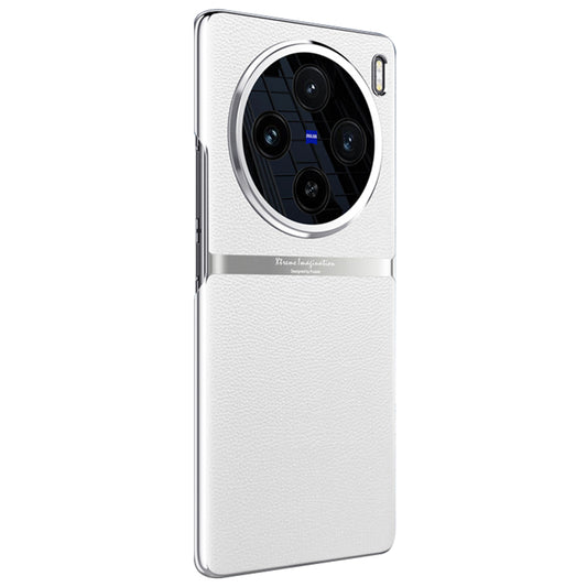 For vivo X100 5G Shockproof Case Acrylic + PC + PU Leather Phone Cover - White