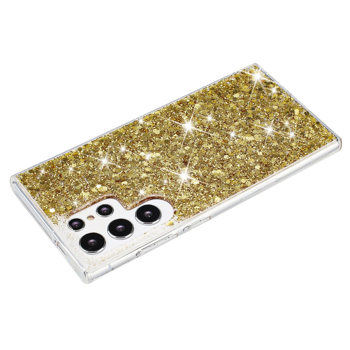 For Samsung Galaxy S24 Ultra Shockproof Cover Sparkle Epoxy TPU Phone Case - Gold