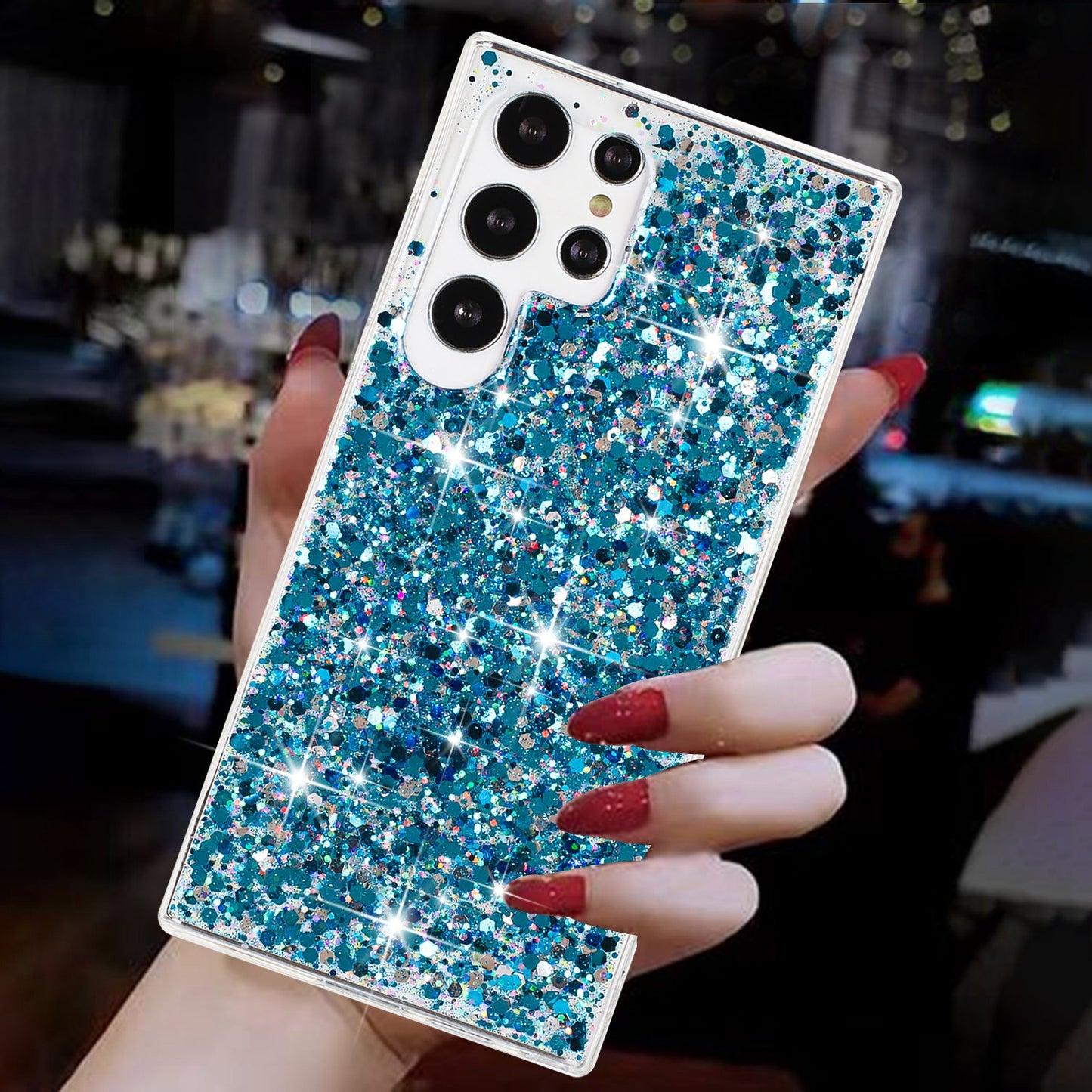 For Samsung Galaxy S24 Ultra Shockproof Cover Sparkle Epoxy TPU Phone Case - Blue