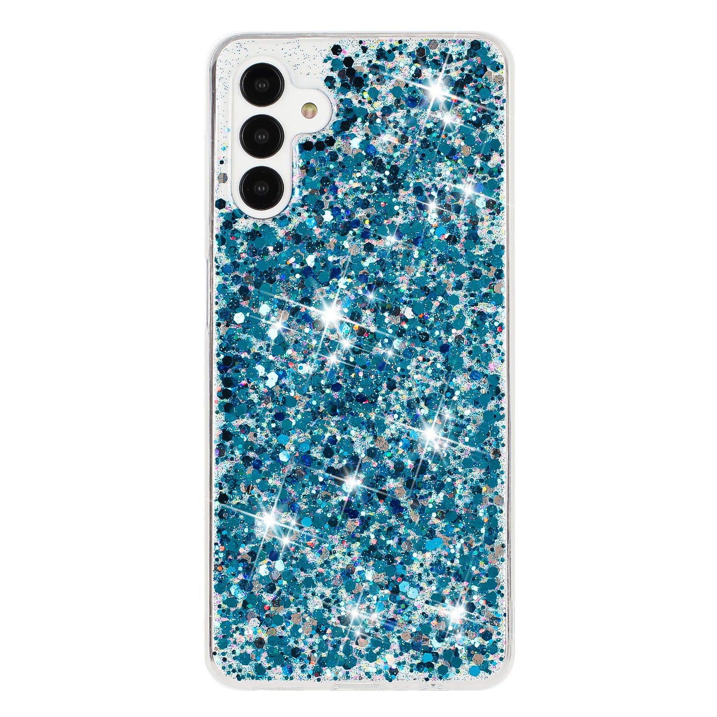 For Samsung Galaxy S24 TPU Phone Case Drop Protection Epoxy Glittery Cover - Blue