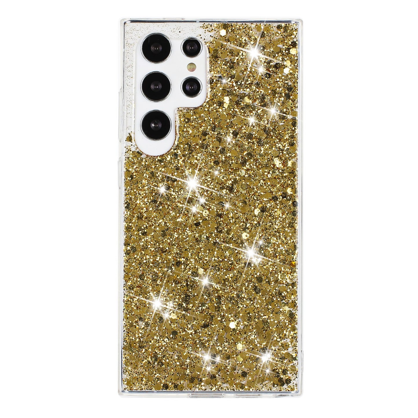 For Samsung Galaxy S23 Ultra Phone Case Anti-scratch Epoxy Glittery TPU Back Cover - Gold
