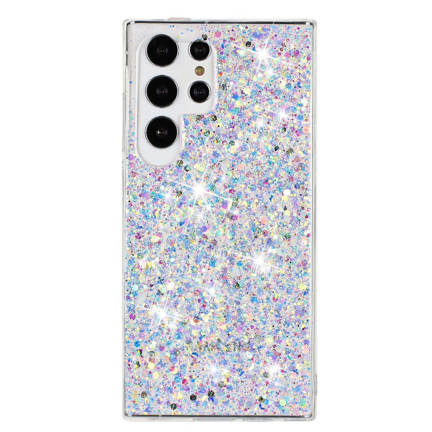 For Samsung Galaxy S23 Ultra Phone Case Anti-scratch Epoxy Glittery TPU Back Cover - White