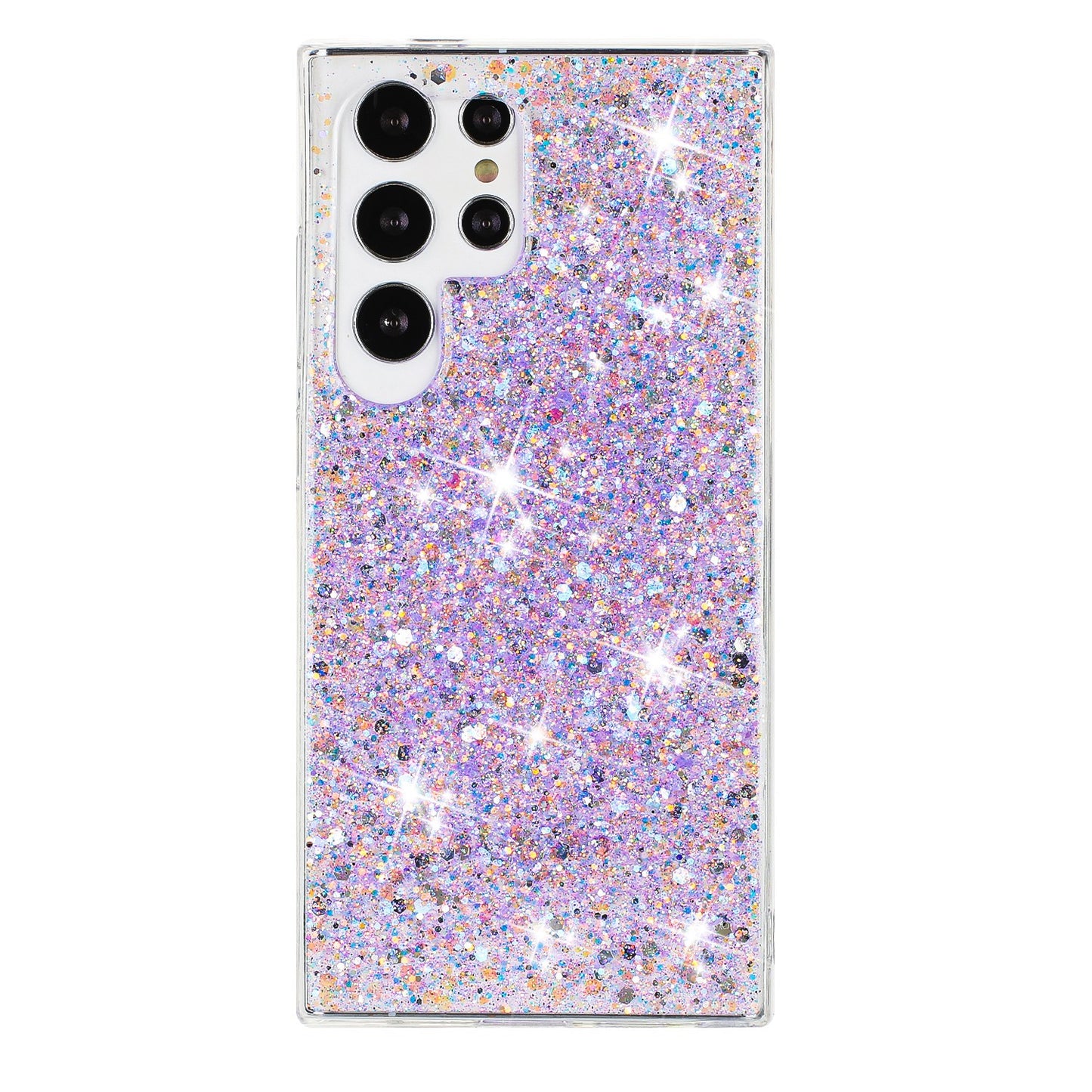For Samsung Galaxy S23 Ultra Phone Case Anti-scratch Epoxy Glittery TPU Back Cover - Purple
