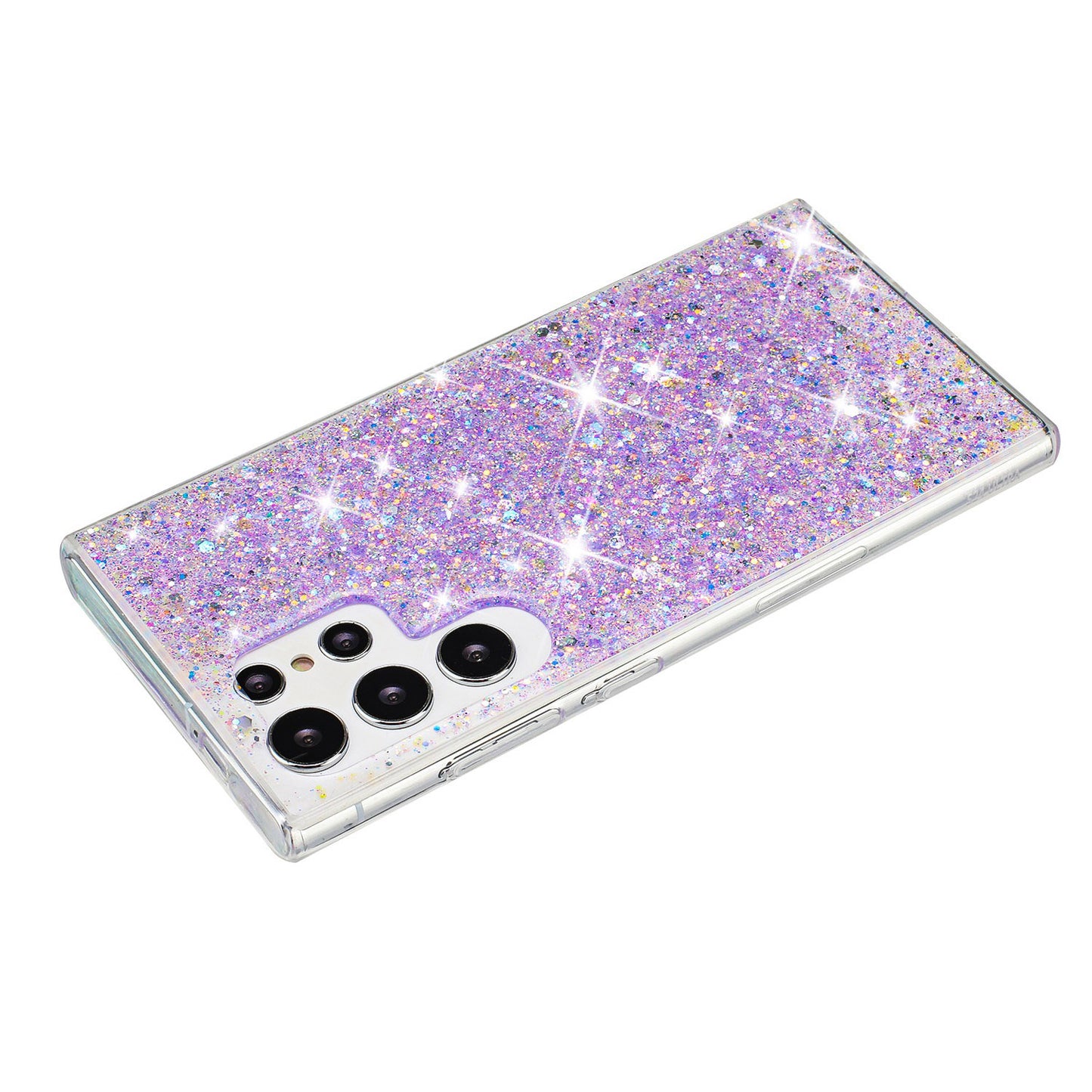 For Samsung Galaxy S23 Ultra Phone Case Anti-scratch Epoxy Glittery TPU Back Cover - Purple