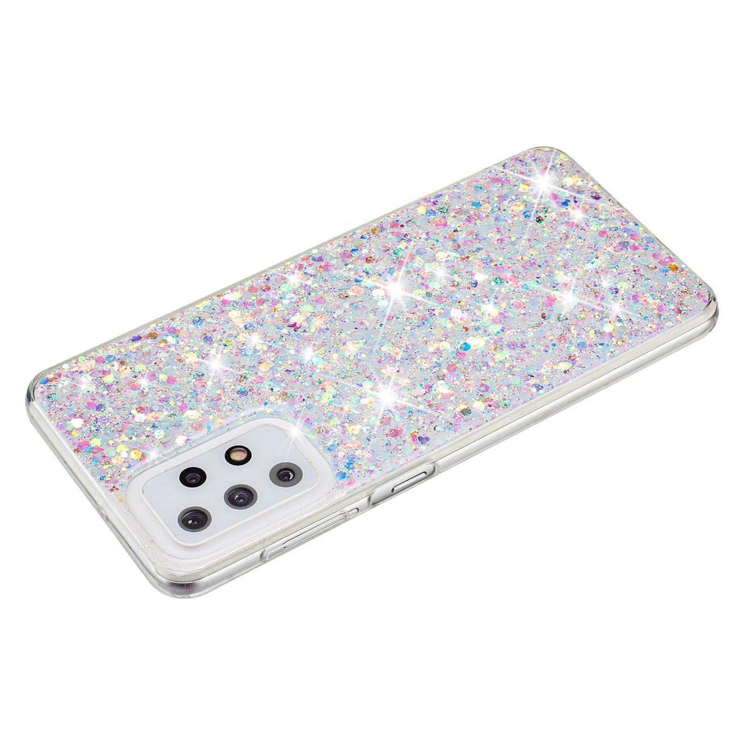For Samsung Galaxy A23 4G / A23 5G (Global Version) Slim-Fit Glittery Powder Decor Phone Cover Epoxy TPU Phone Case - White