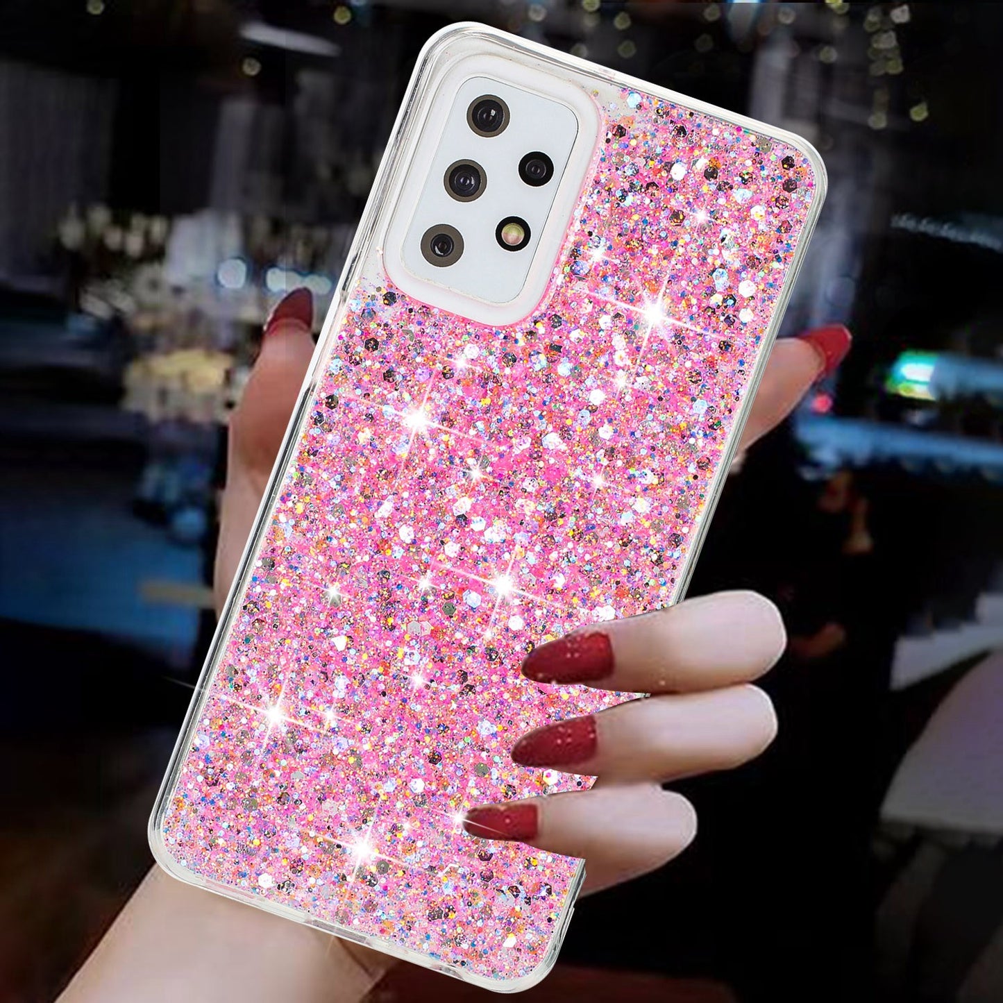 For Samsung Galaxy A23 4G / A23 5G (Global Version) Slim-Fit Glittery Powder Decor Phone Cover Epoxy TPU Phone Case - Pink