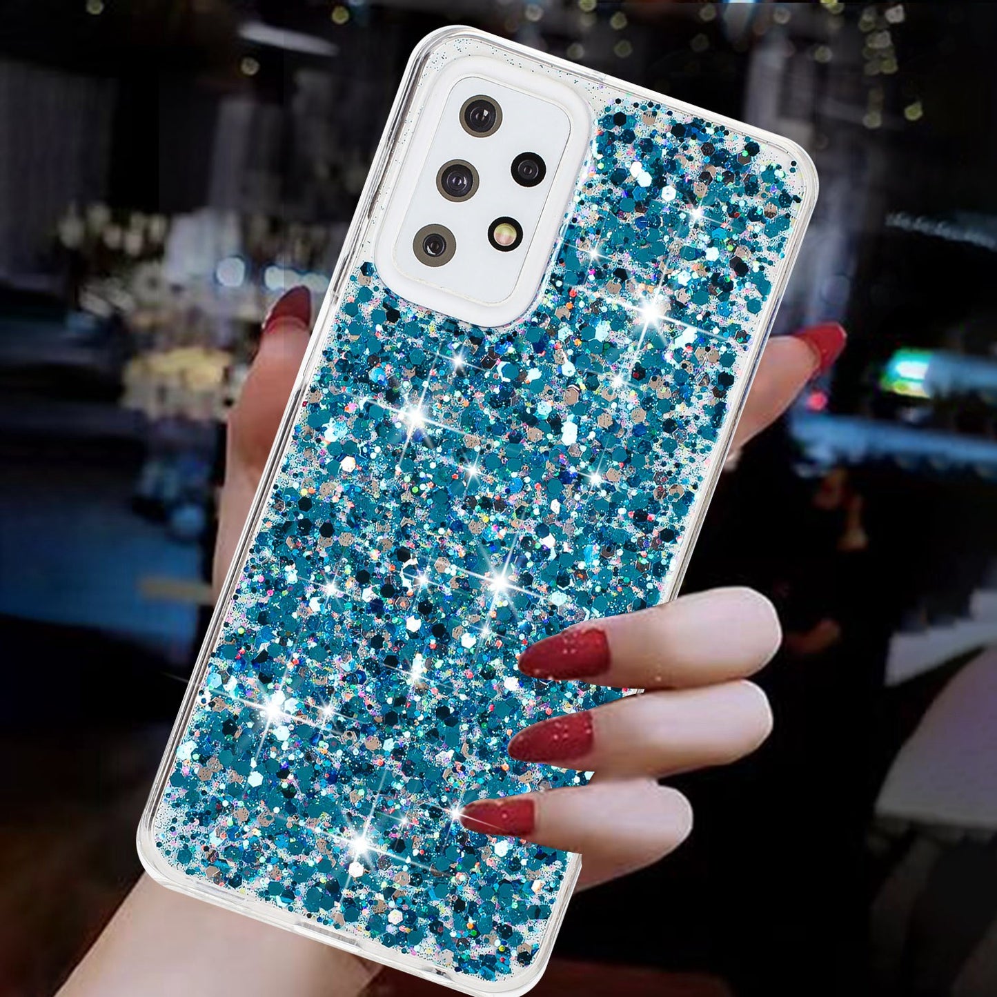 For Samsung Galaxy A23 4G / A23 5G (Global Version) Slim-Fit Glittery Powder Decor Phone Cover Epoxy TPU Phone Case - Blue