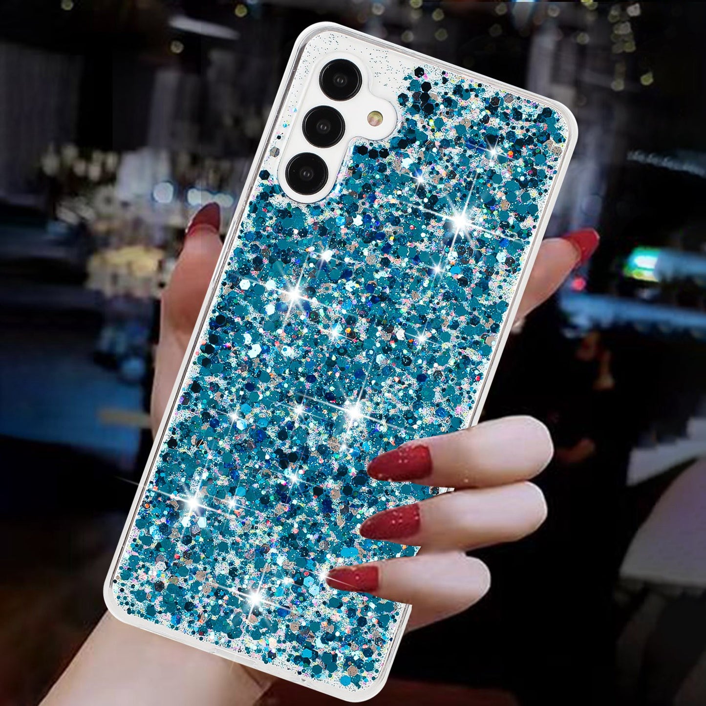 For Samsung Galaxy A54 5G Cover Sparkle Epoxy TPU Shockproof Phone Case - Blue