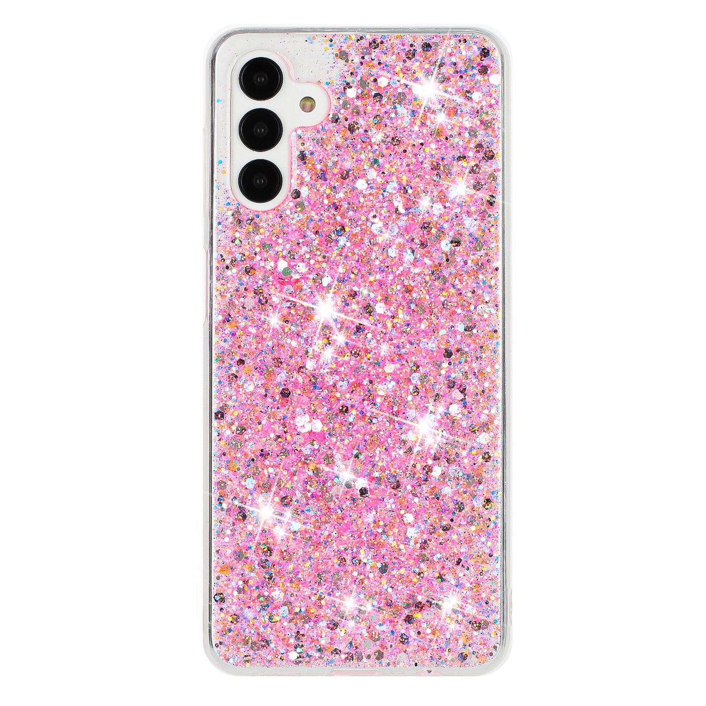 For Samsung Galaxy A55 5G Anti-Scratch Phone Cover Epoxy Glittery Powder TPU Phone Case - Pink