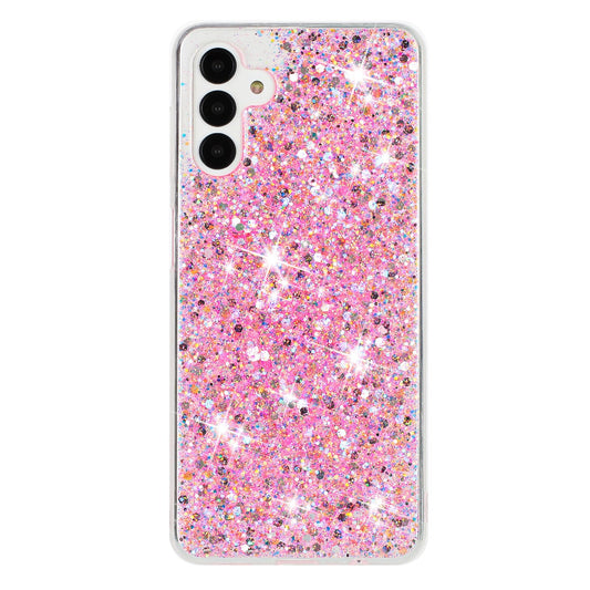 For Samsung Galaxy A55 5G Anti-Scratch Phone Cover Epoxy Glittery Powder TPU Phone Case - Pink