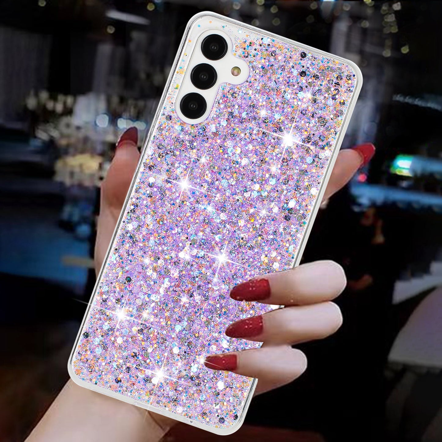For Samsung Galaxy A04s 4G (164.7 x 76.7 x 9.1 mm) / A13 5G Epoxy TPU Case Glittery Phone Cover - Purple