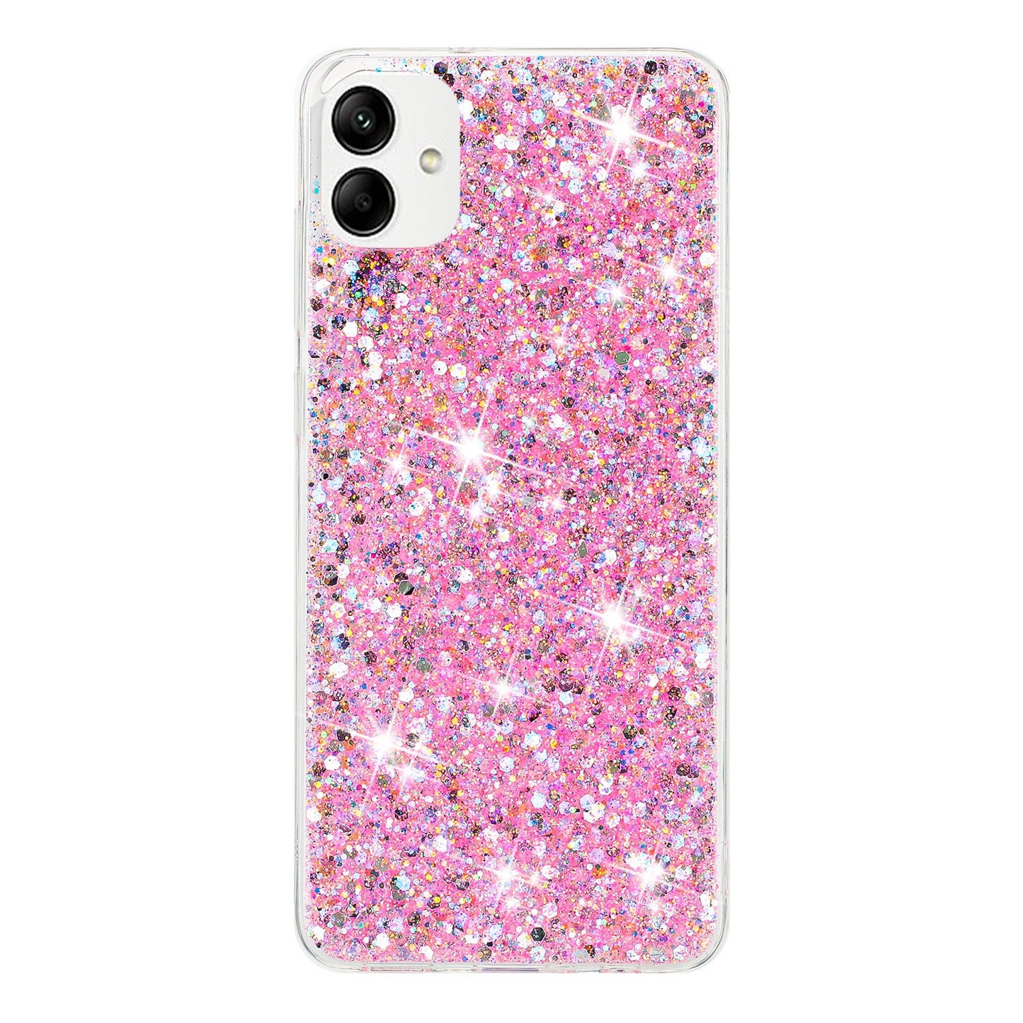 Phone Protector for Samsung Galaxy A05 4G Case Epoxy Glittery Powder TPU Phone Cover - Pink