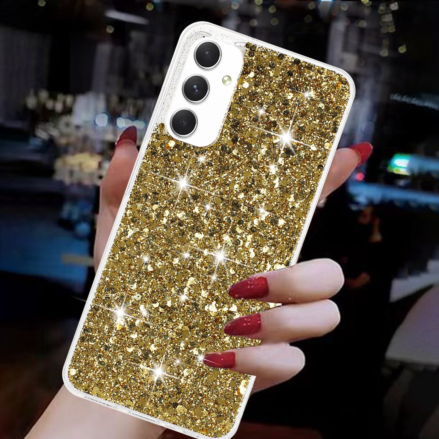 For Samsung Galaxy A05s 4G Case TPU Phone Shell Epoxy Glittery Powder Phone Cover - Gold