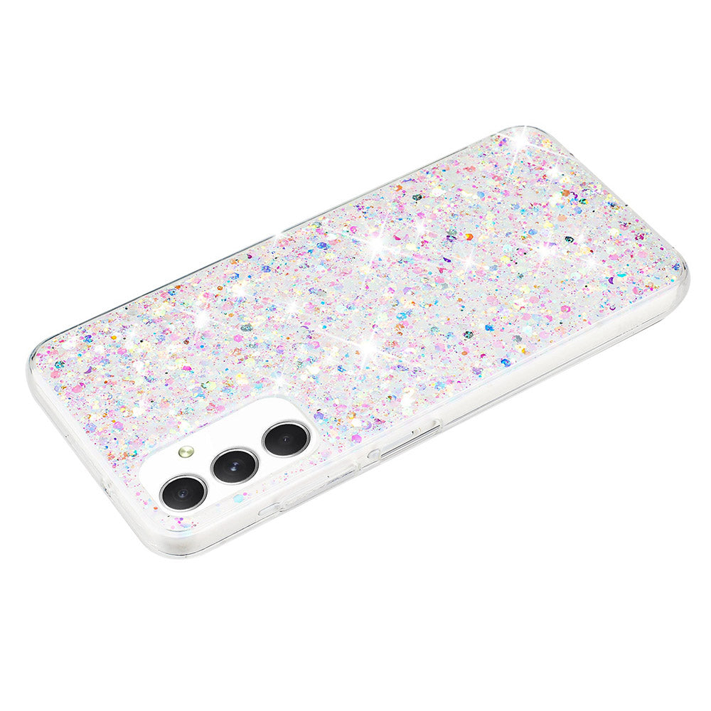 For Samsung Galaxy A05s 4G Case TPU Phone Shell Epoxy Glittery Powder Phone Cover - White