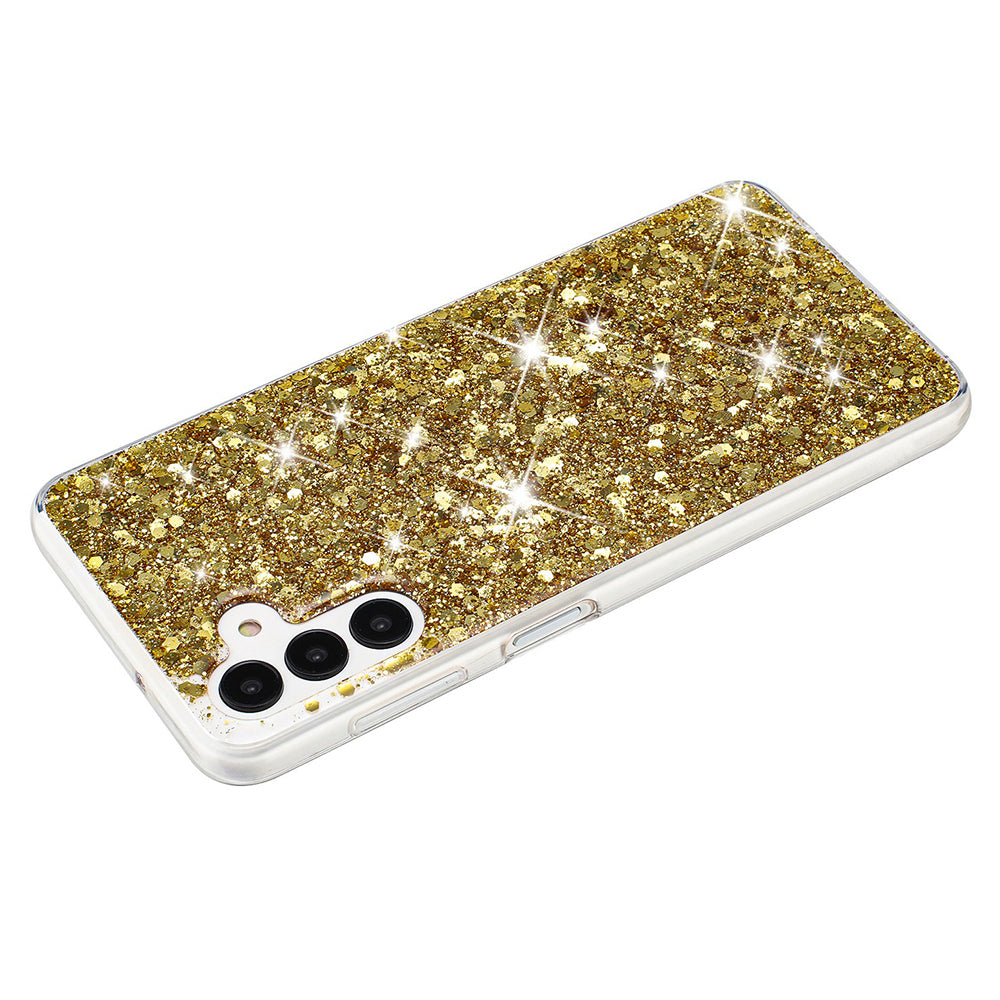 For Samsung Galaxy A15 5G Impact Resistant Cover Sparkle Epoxy TPU Phone Case - Gold