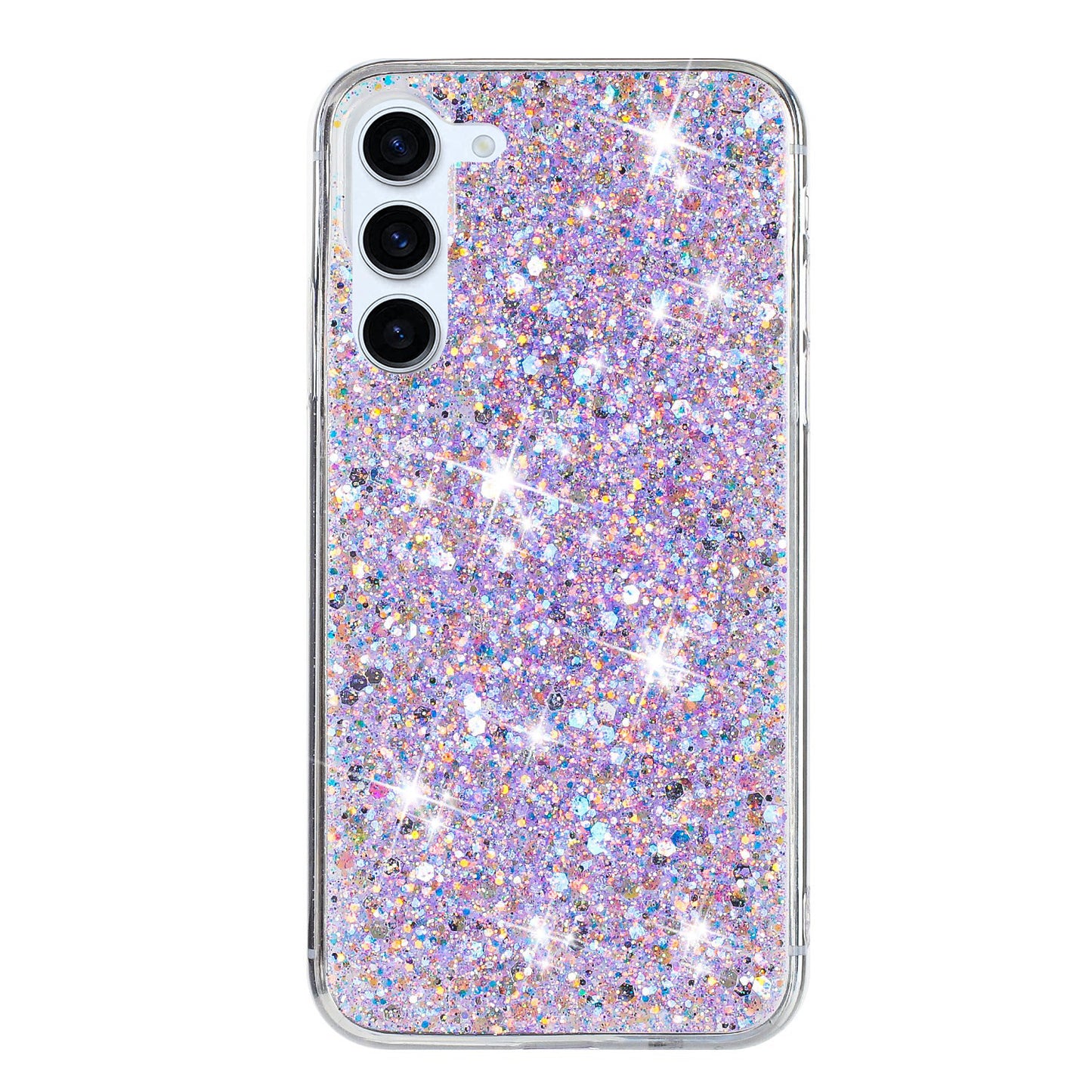 For Samsung Galaxy S23 Bump Proof Back Case Sparkle Epoxy Cell Phone TPU Cover - Purple